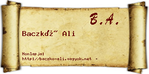 Baczkó Ali névjegykártya